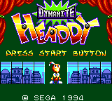 Dynamite Headdy title screen for Sega Game Gear
